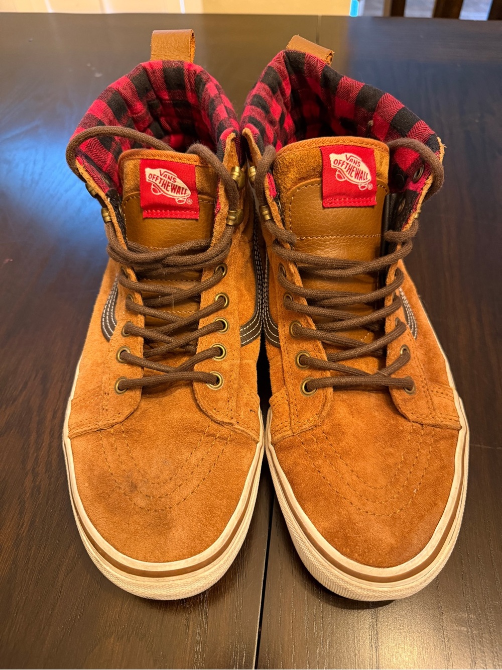 Vans Sk8-Hi MTE Sneakers Glazed Ginger Buffalo Plaid Men's - Size 10
